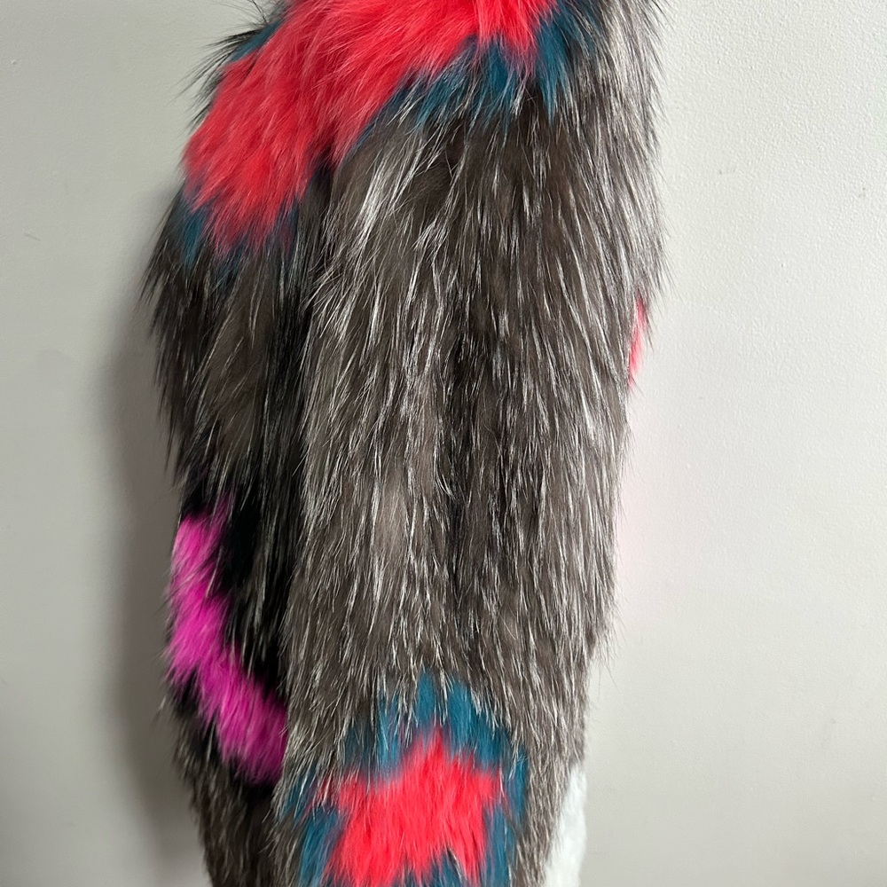 Multicolor real fox Fur Women's Coat - Picture 8 of 10